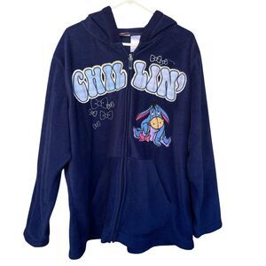 Disney Women Sweatshirt Plus Size 3X Embroidered Eeyore Full Zip Chillin Cartoon